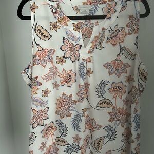 Van Heusen White Sleeveless Blouse Relaxed Fit